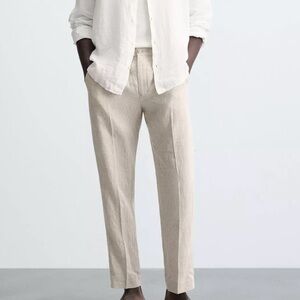 Zara Men’s Linen Beige Pants Size Large